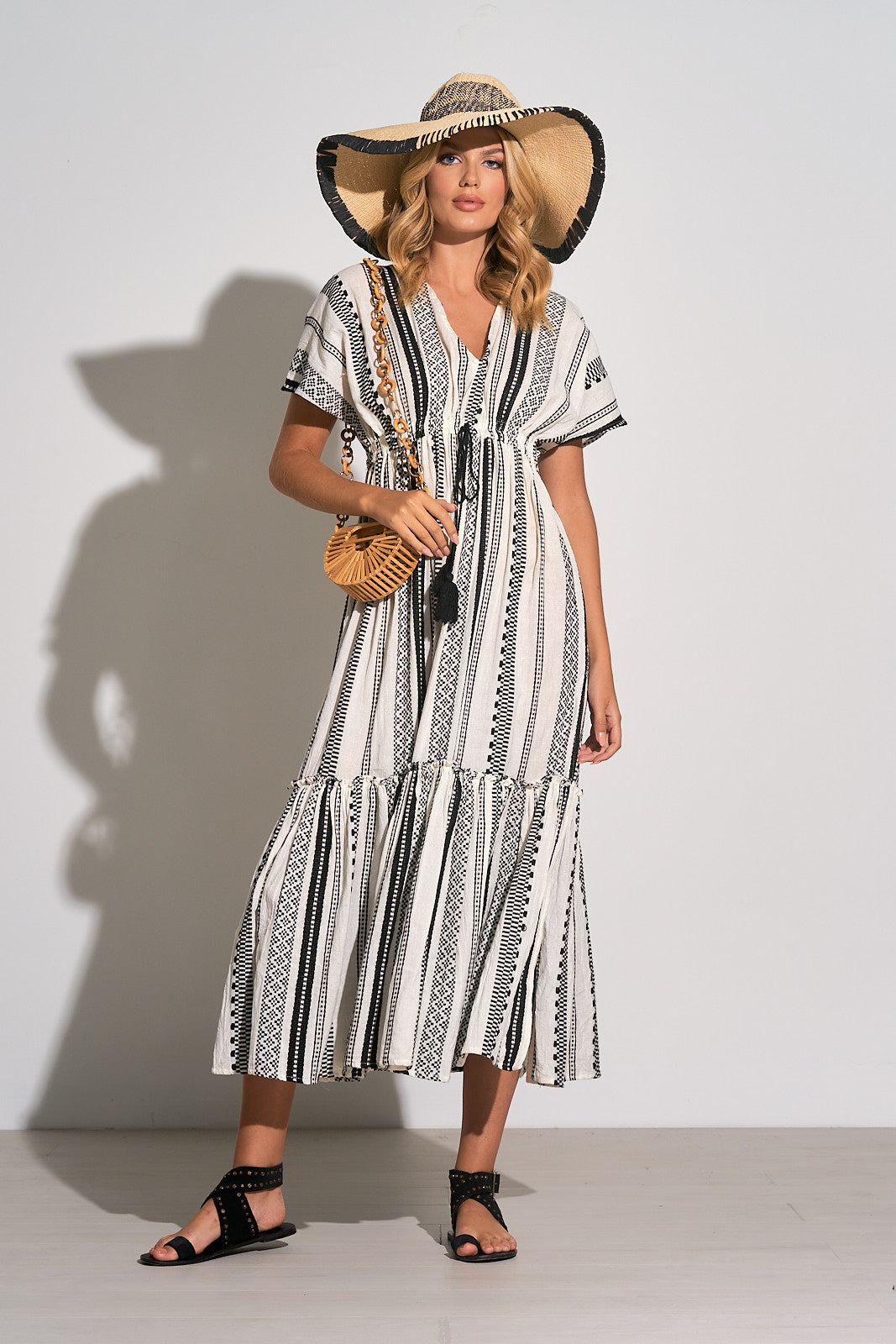 Elan striped shop maxi dress