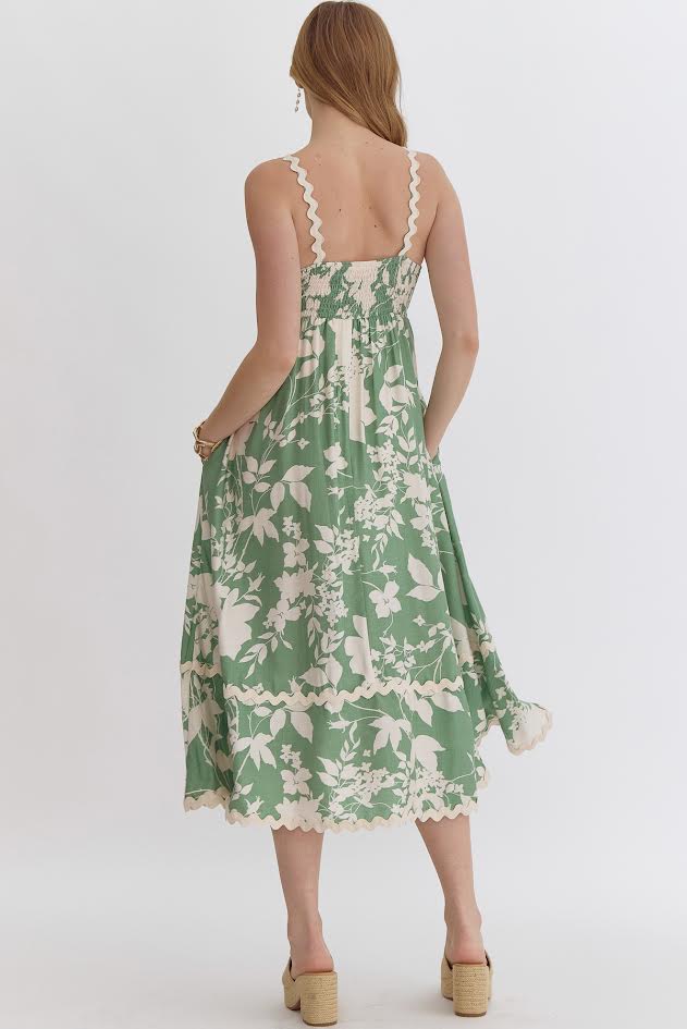 Mint Floral Midi Dress