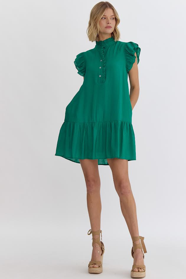 Emerald Green Babydoll Shift Dress