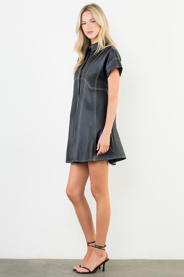 The Arlette Vegan Leather Mini Dress – A Phoenix Niche Boutique