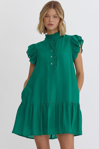 Emerald Green Babydoll Shift Dress