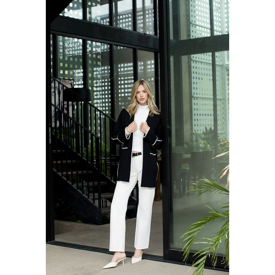 Stitch Noir Midi Cardigan