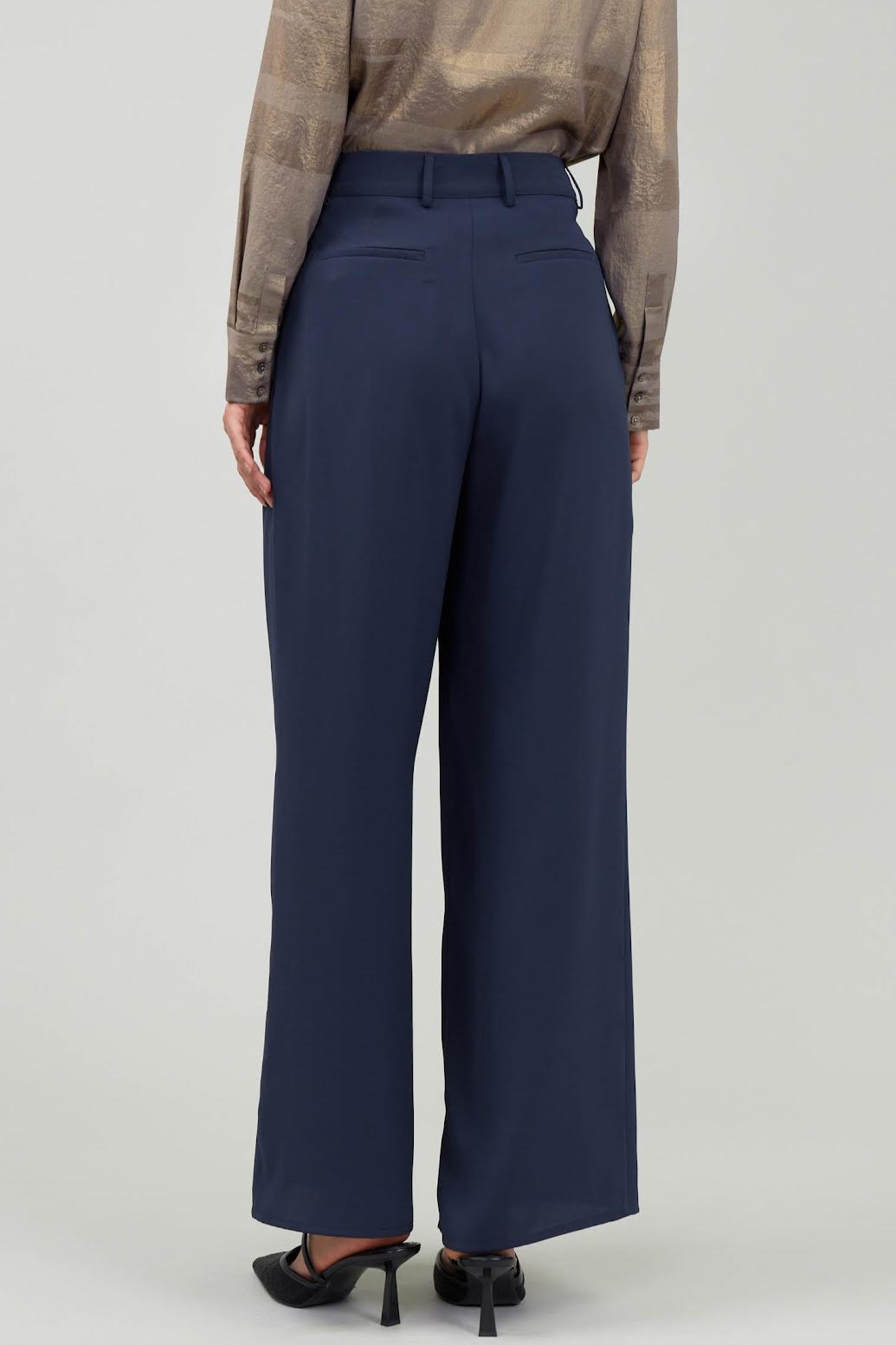 Navy Wide Leg Trouser Pant