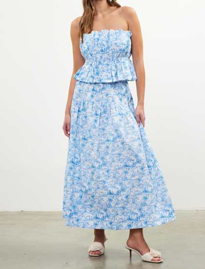 Mediterranean Paradise Two-Piece Skirt Set