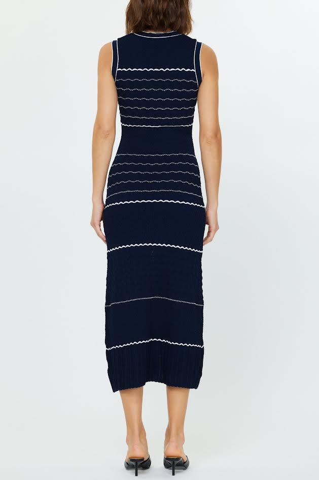 Effortlessly Flattering V-Neck Sleeveless Button Placket Midi Knit Dress