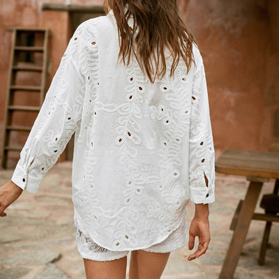 Modern Muse – Cut-Out Cotton Embroidered Shirt