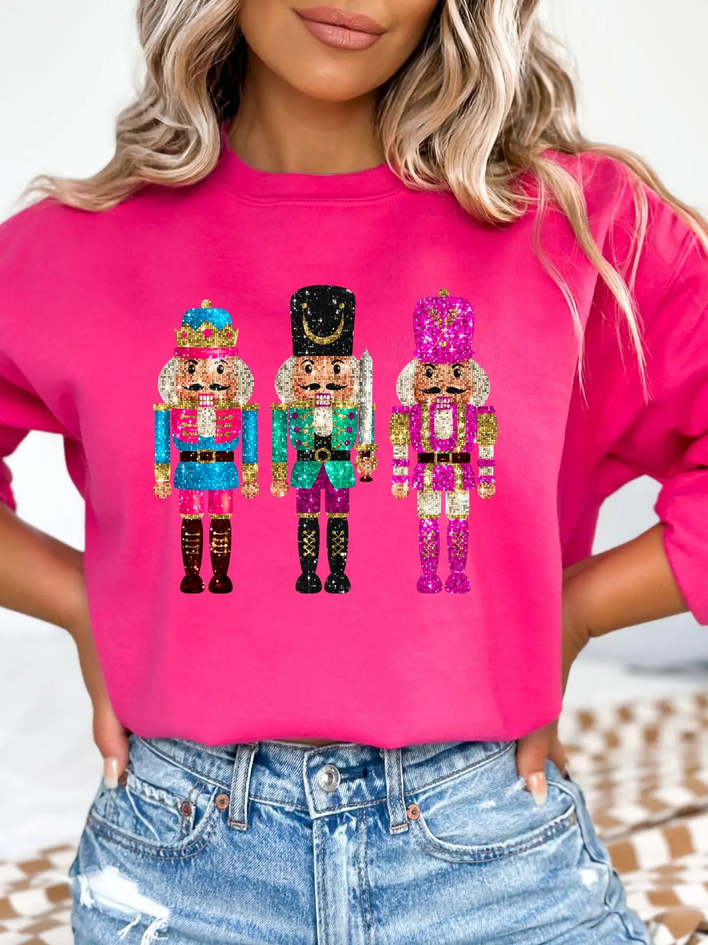 Multi Nutcracker Sequin Holiday Sweatshirt