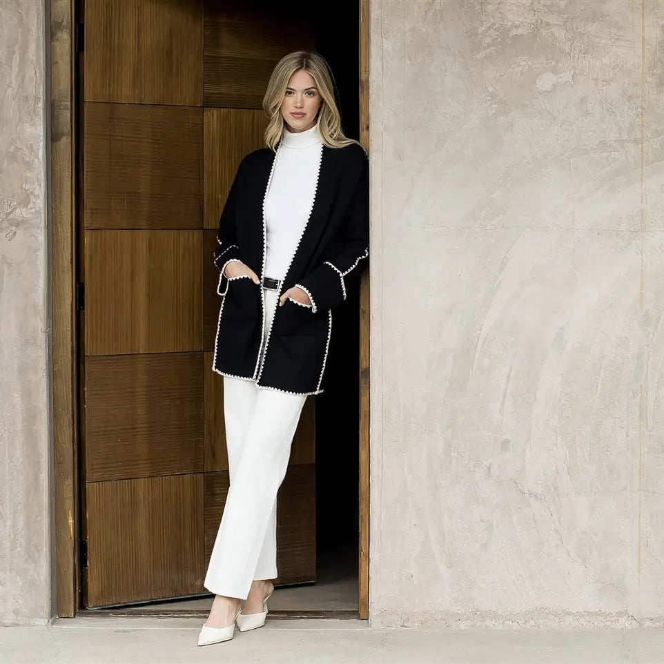 Stitch Noir Midi Cardigan