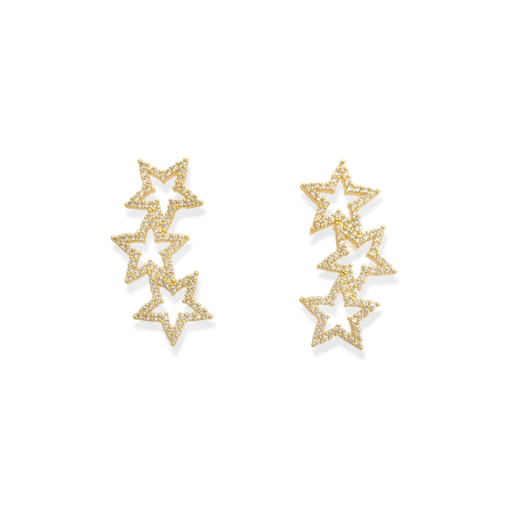 Sparkling 3-Star Earrings