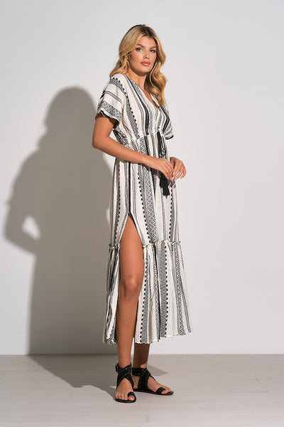 Elan Resort Maxi Jacquard Stripe Dress