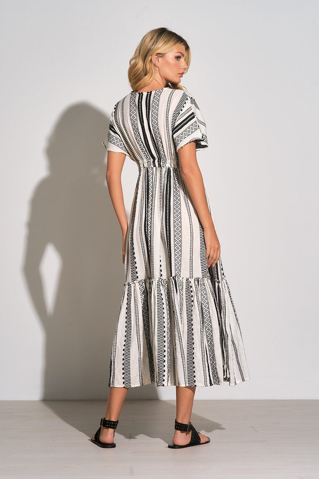 Elan Resort Maxi Jacquard Stripe Dress