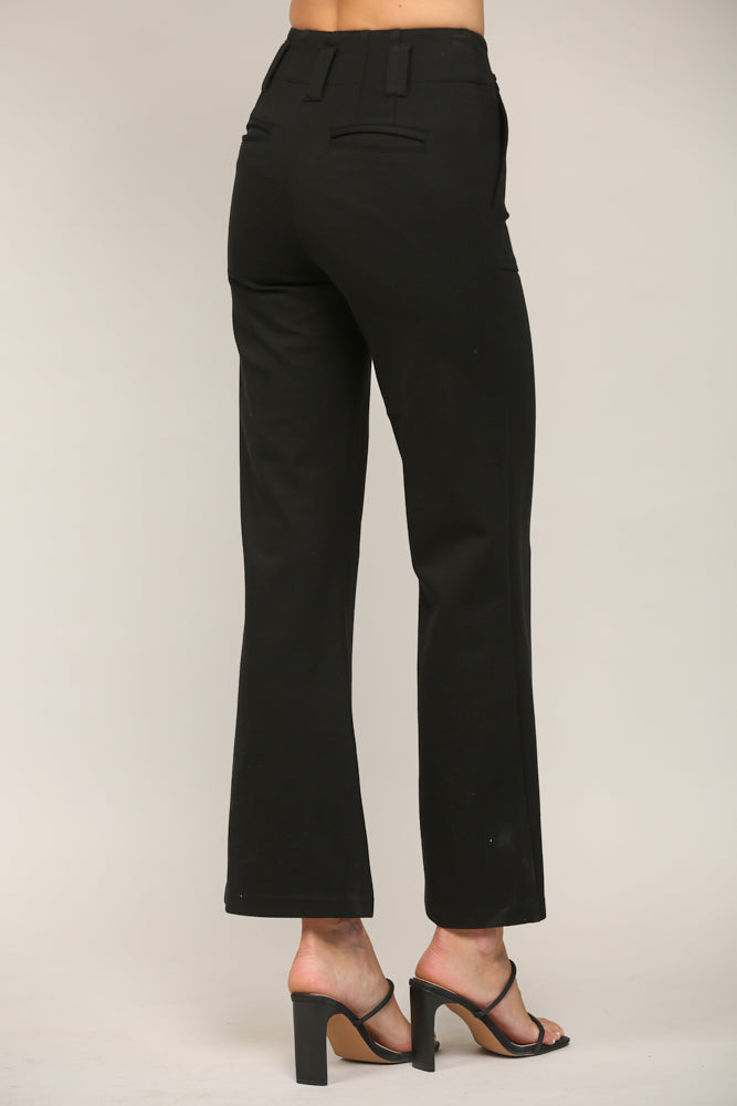 Ponte Flare Pants With Front Pockets