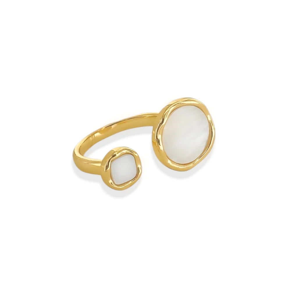Dual Mother of Pearl Gold Ring