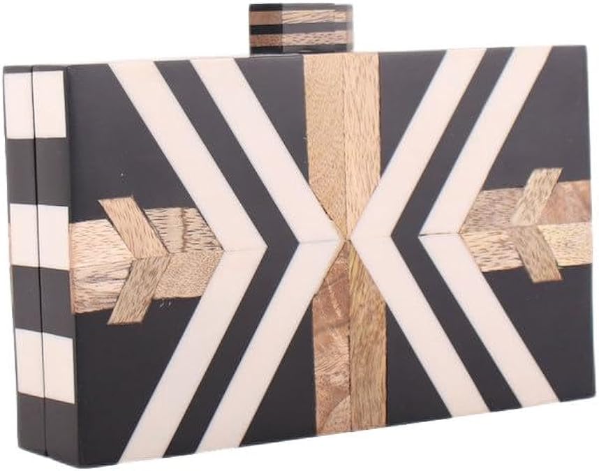 Brown Wooden Box Inlay Acrylic clutch