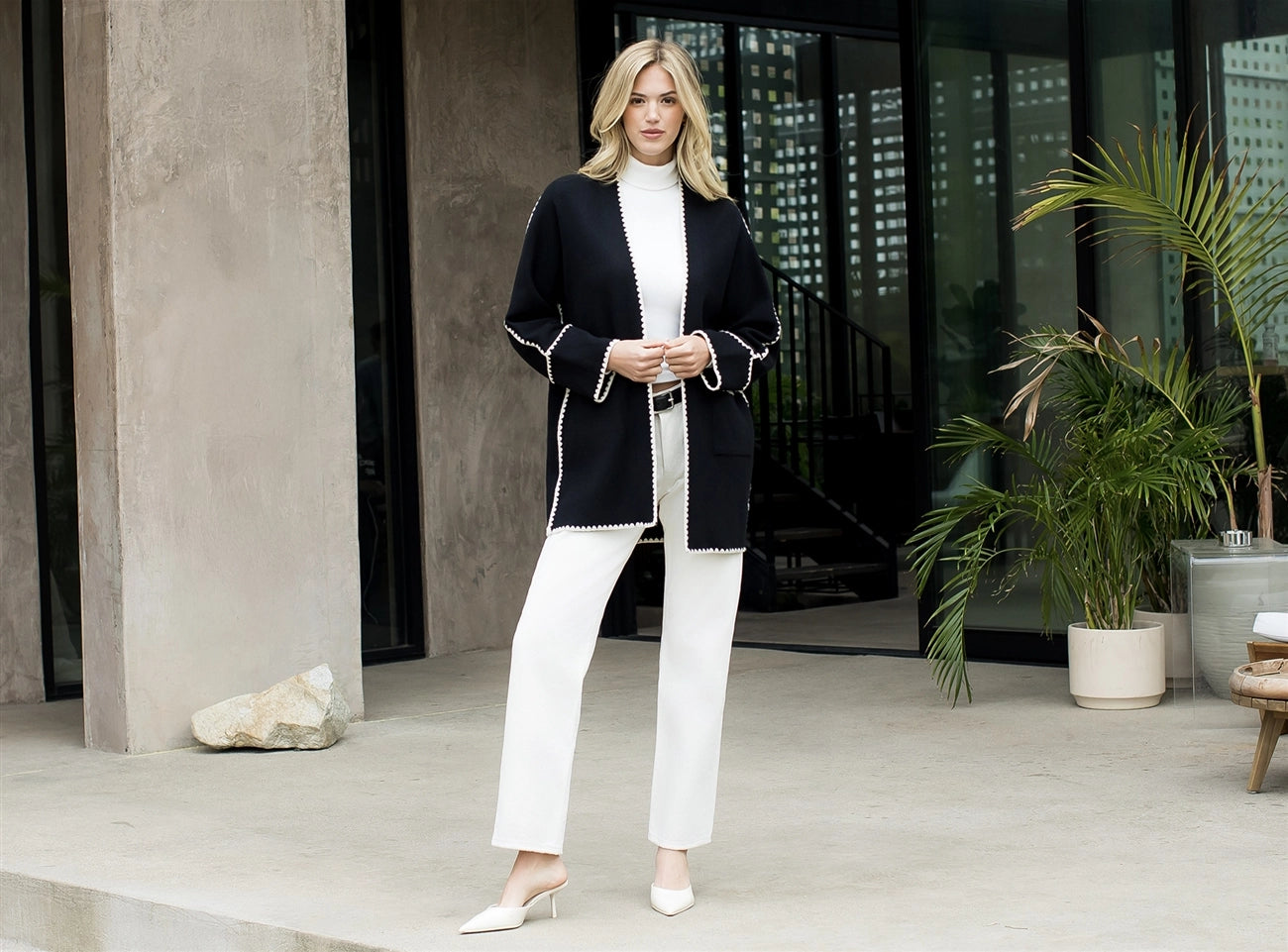 Stitch Noir Midi Cardigan