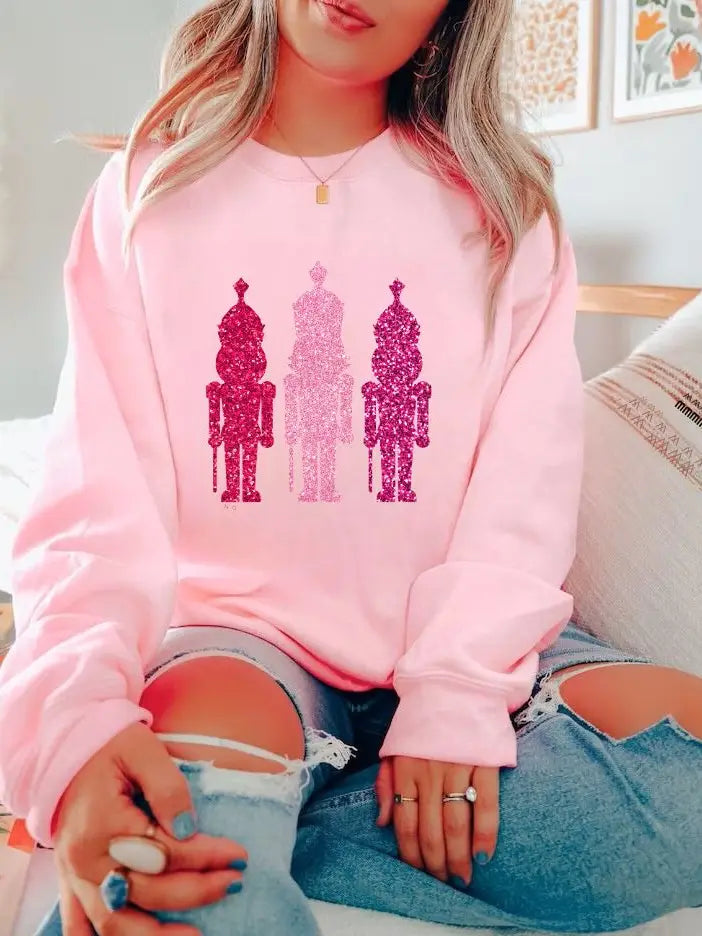 Pink Nut Cracker Holiday Sweater