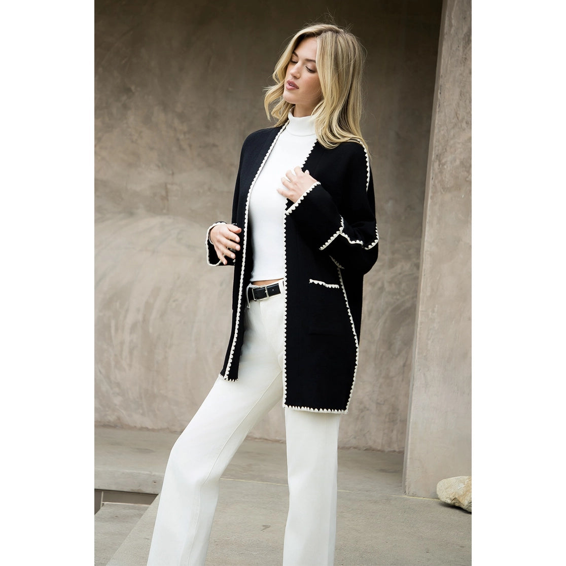 Stitch Noir Midi Cardigan