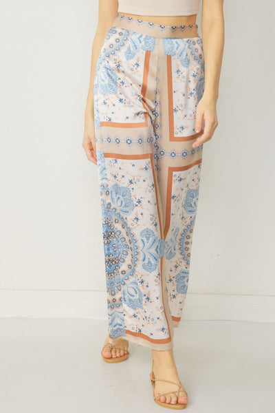Satin Print Pant and Kimono Two-piece Set