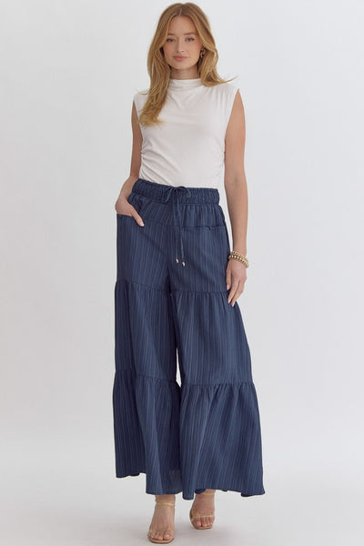 Hi-Waisted Wide Leg Tiered Relaxed Pant