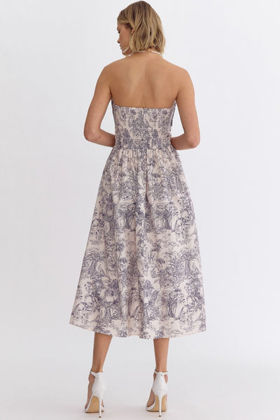 Valentino Botanical Strapless Midi Dress