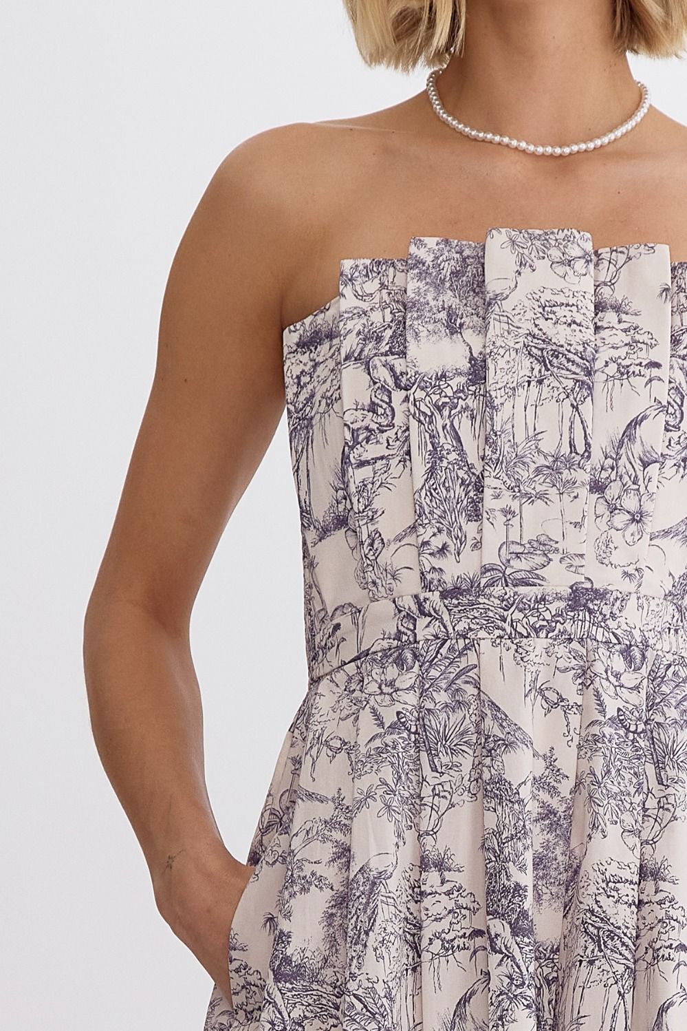 Valentino Botanical Strapless Midi Dress
