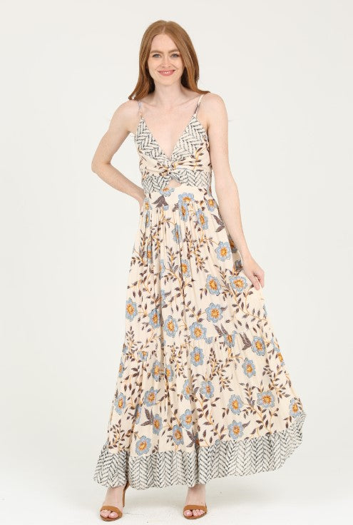 Floral Peek-A-Boo Tiered Maxi Dress