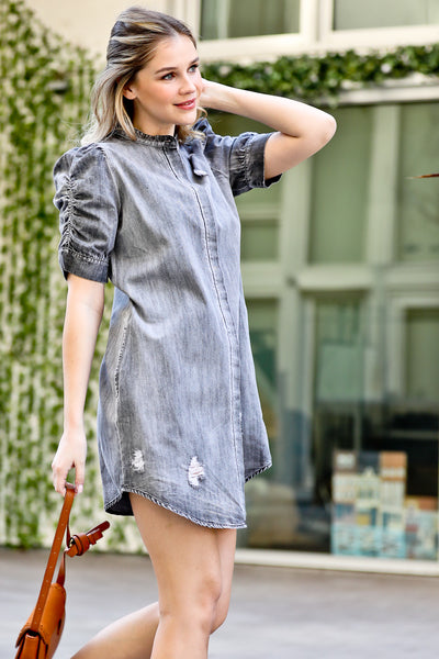 Distressed Washed Out Denim Dress