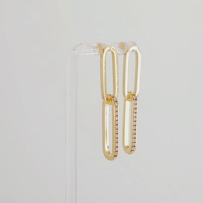 Silver Dangling Double Paperclip Earrings