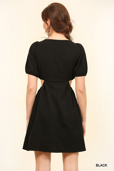 Textured O-ring Cut Out Dress