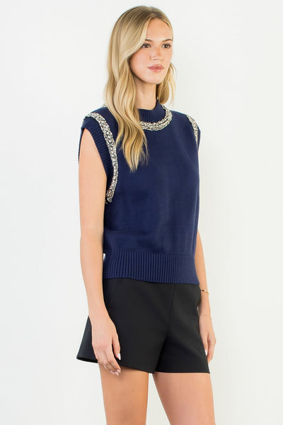 Radiant Contour Embellished Knit Top