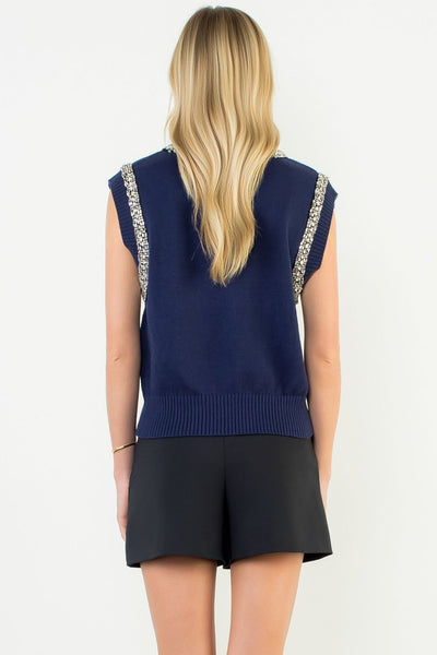 Radiant Contour Embellished Knit Top