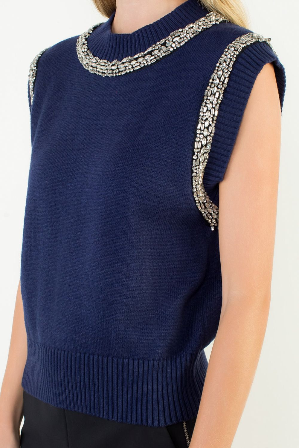Radiant Contour Embellished Knit Top
