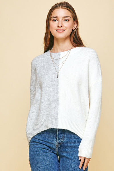 Asymmetric Color Block Sweater