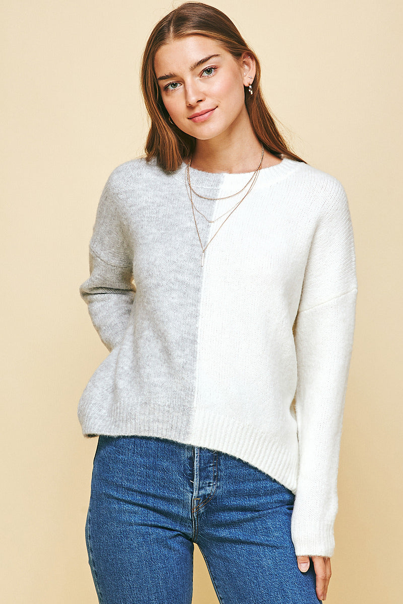 Asymmetric Color Block Sweater