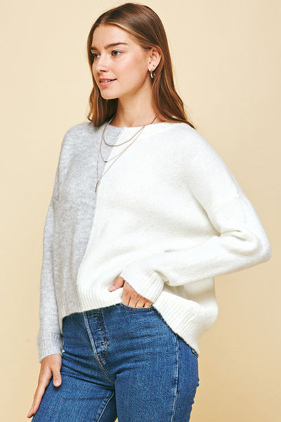 Asymmetric Color Block Sweater