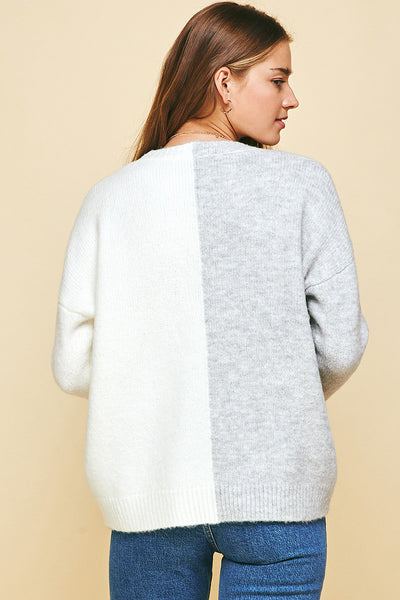 Asymmetric Color Block Sweater