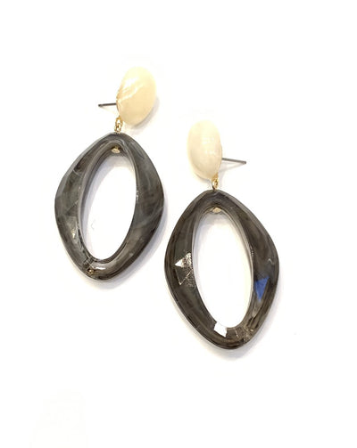 Khloe Double Drop Earrings, Gray
