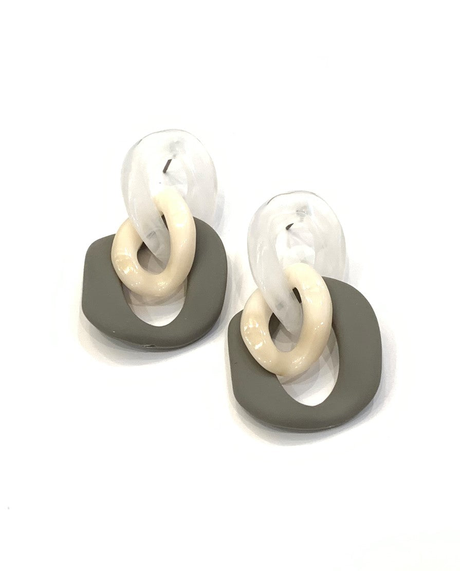 Kendal Double on Double Link Drop Earrings, Gray