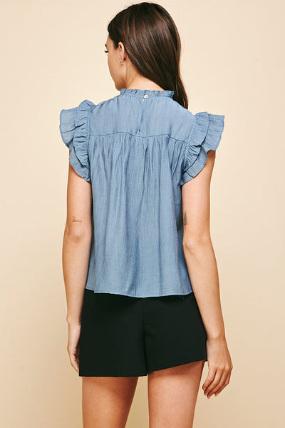 Boho Pleated Ruffle Top