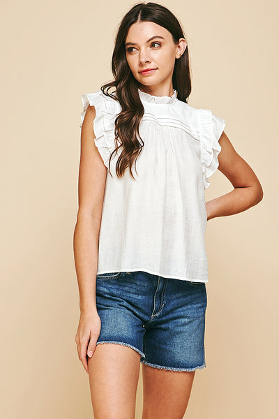 Boho Pleated Ruffle Top