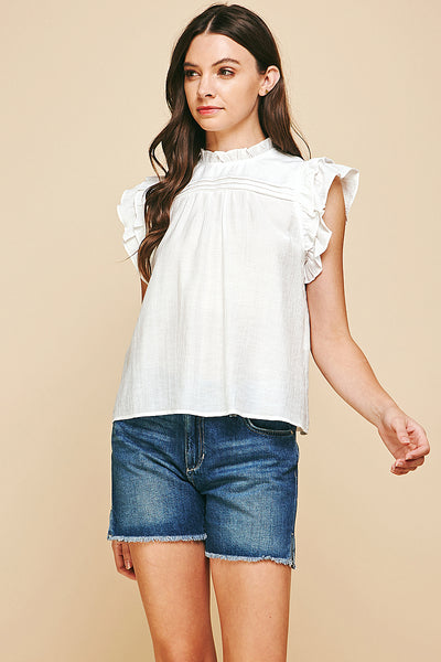 Boho Pleated Ruffle Top