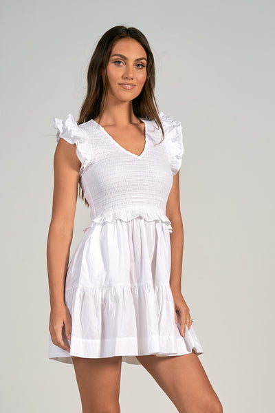 ELAN Mini Ruffle Sleeve Dress