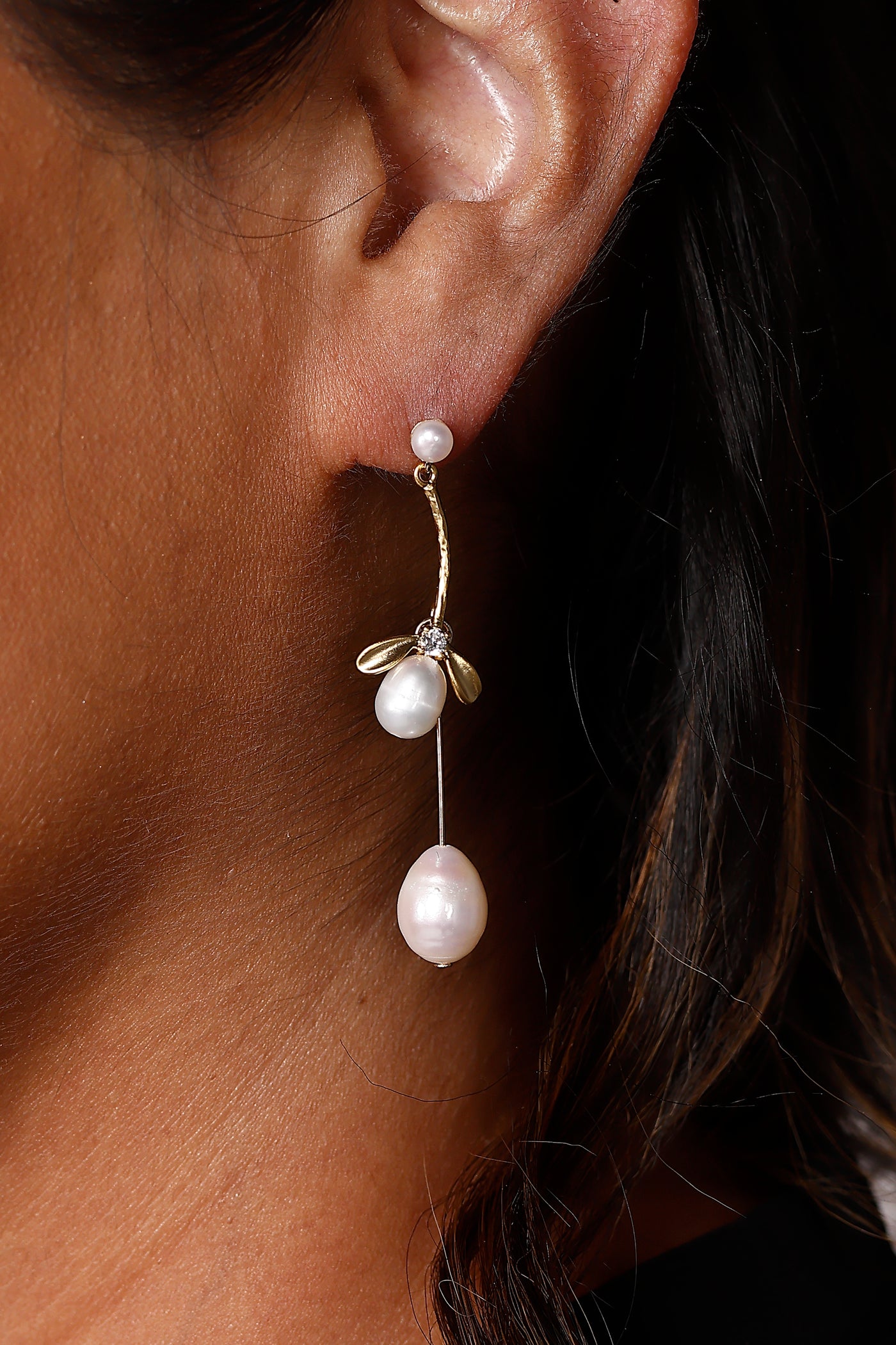 Two Tiered Pearl Drop Earrings