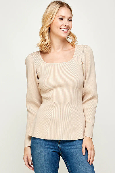 Vintage Puff Sleeve Sweater Top