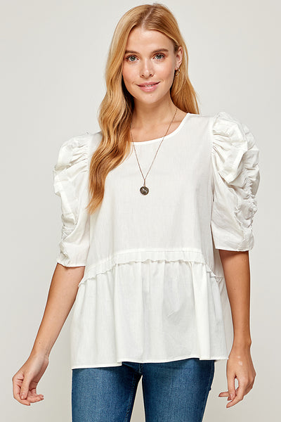 Puff Sleeve Tiered Blouse