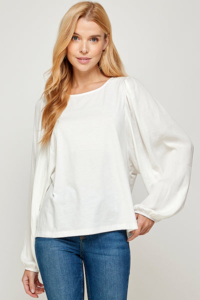 Dolman and Knit Contrast Blouse