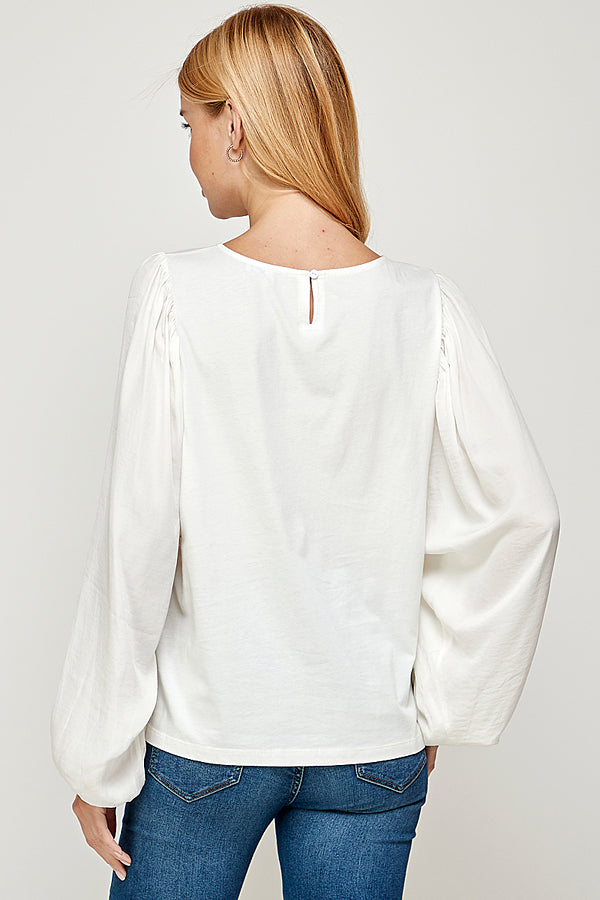 Dolman and Knit Contrast Blouse