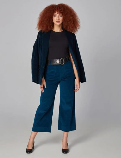 Colette High-Rise Cropped Wide Leg Corduroy Pant
