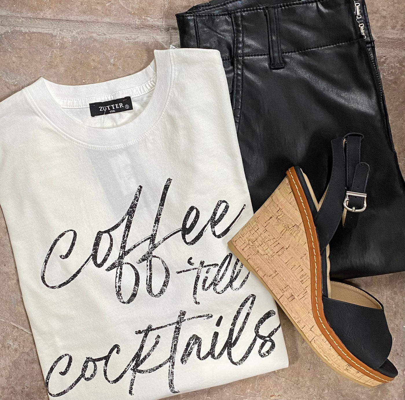 Coffee-Til-Cocktails Graphic Knit Top